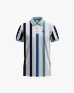 Blue and White Vertical Striped Polo Shirt Mockup