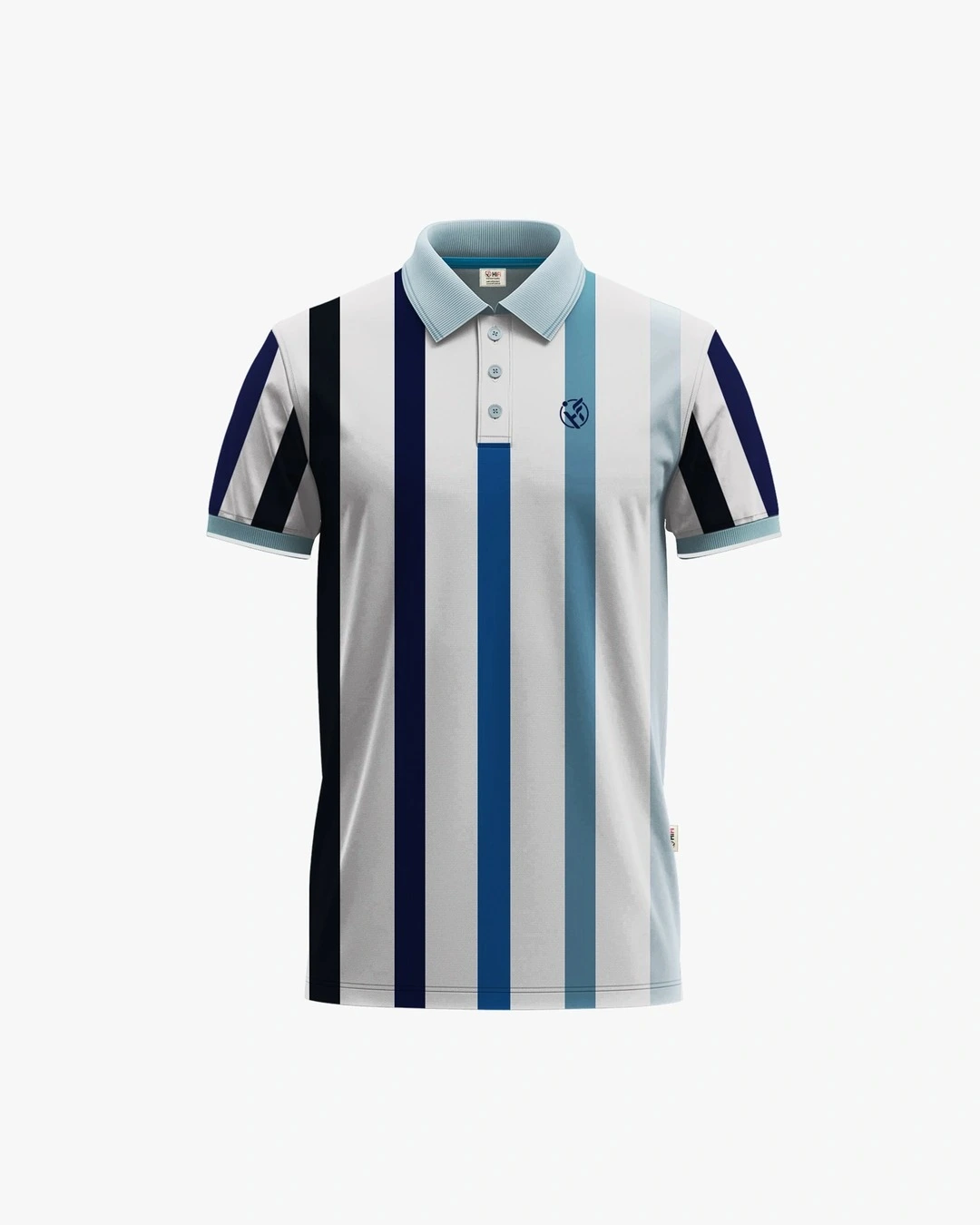 Blue and White Vertical Striped Polo Shirt Mockup Blue and White Vertical Striped Polo Shirt Mockup