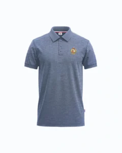 Heather Blue Polo Shirt with Badge Mockup