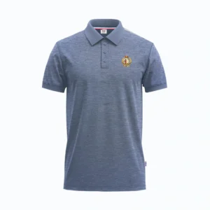 Heather Blue Polo Shirt with Badge Mockup