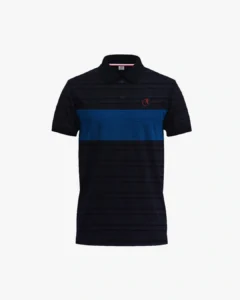 Navy and Blue Striped Polo Shirt Mockup
