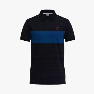 Navy and Blue Striped Polo Shirt Mockup