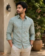 Olive Printed full Shirt