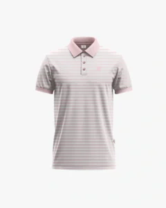 Pink Striped Polo Shirt Mockup