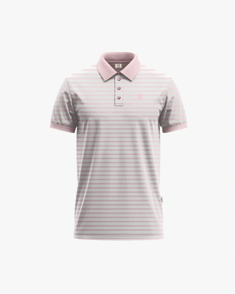Pink Striped Polo Shirt Mockup