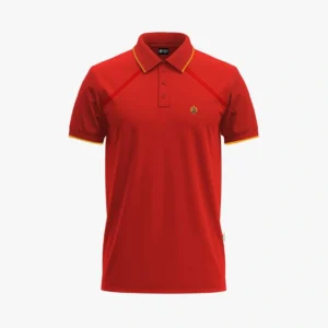 Red Polo Shirt with Yellow Piping Mockup